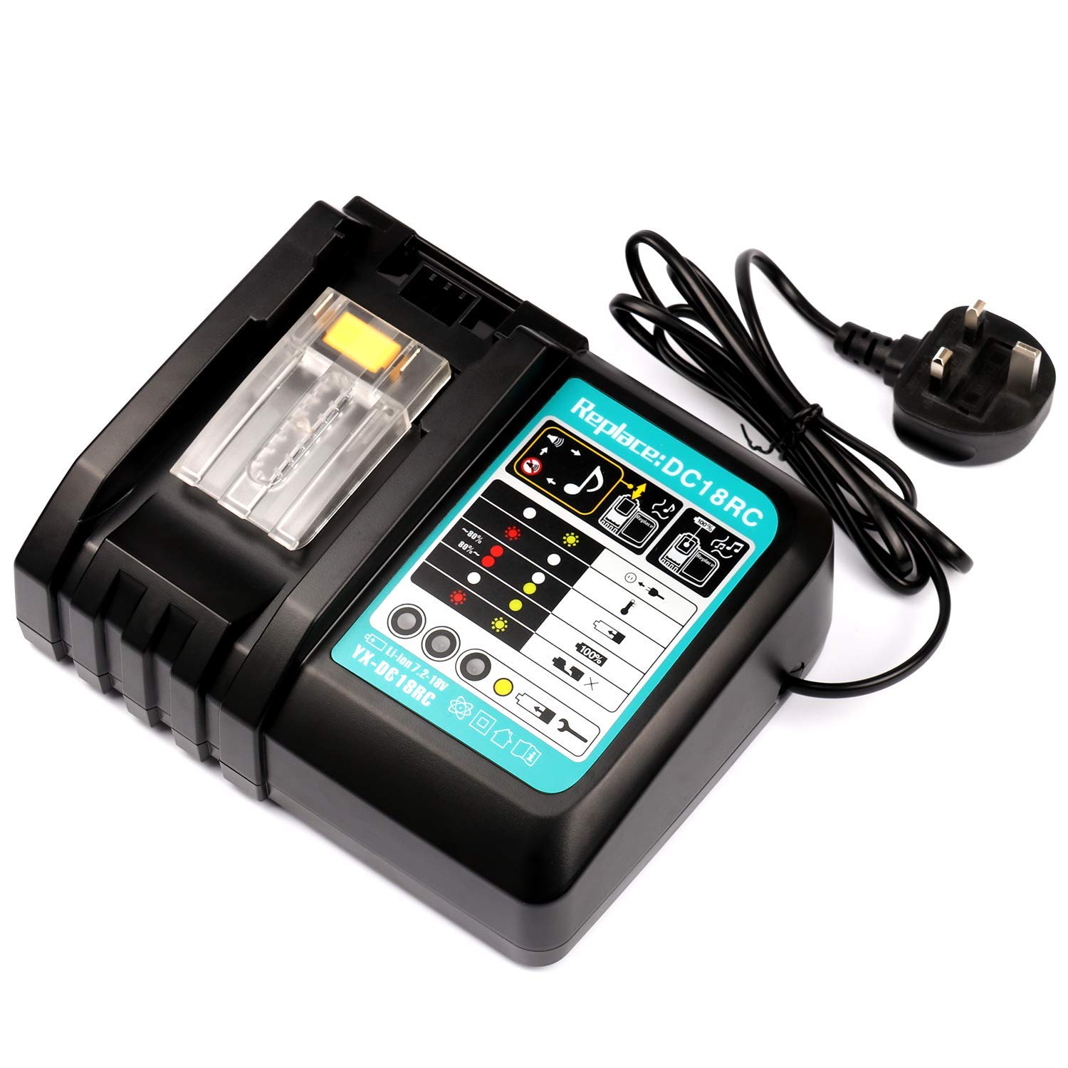 VANTTECH 3A 18V Battery Replacement Charger for DC18RC with LED Indicator, Fit for 14.4V - 18V Lithium-ion LXT Battery BL1850B BL1860 BL1830 BL1840 BL1815 BL1430