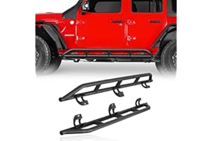 Hooke Road Wrangler JLU Rocker Slider Side Door Body Armor Guards for 2018 2019 2020 2021 2022 2023 2024 2025 Jeep Wrangler JL Unlimited 4-Door