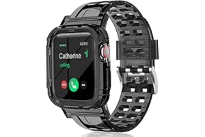 SXTDDSP Clear Band Compatible for Apple Watch Band 45mm 44mm 42mm 41mm 40mm 38mm, Jelly Crystal Women Men Watch Bumper Case Strap for iWatch Series 9 8 7 6 5 4 3 2 1 SE