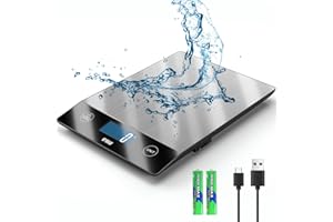 OWill Food Scale,22lb Digital Kitchen Scale for Food Grams and Ounces,0.05oz/1g Precise Graduation,Rechargeable Stainless Steel Gram Scale, Included Batteries and USB-C Charging Cable -Silver