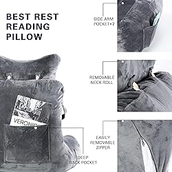 Reading Pillow-Bed Rest Pillow with Detachable Neck