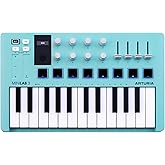 Arturia MiniLab 3-25 Key USB MIDI Keyboard Controller With 8 Multi-Color Drum Pads, 8 Knobs and Music Production Software Included, Aquamarine