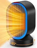 TABYIK Space Heater Electric Space Heaters for Indoor Use Small Portable Heater 45° Oscillating Personal Heater for Bedroom Home Office (Black)