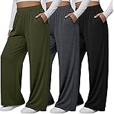 Neer 3 Pack Women's Plus Size Pants Wide Leg Yoga Pants Casual Baggy Sweatpants Drawstring Loose Workout Joggers