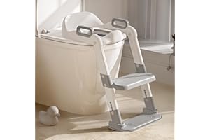 RGKQSY Toddler Potty Training Toilet Seat - Coupled with Must - Haves Step Stool Essentials Stuff Portable Stairs, Potty Seats with Steps Ladder for Toddlers, and Foldable Potty Train Chair Adapter