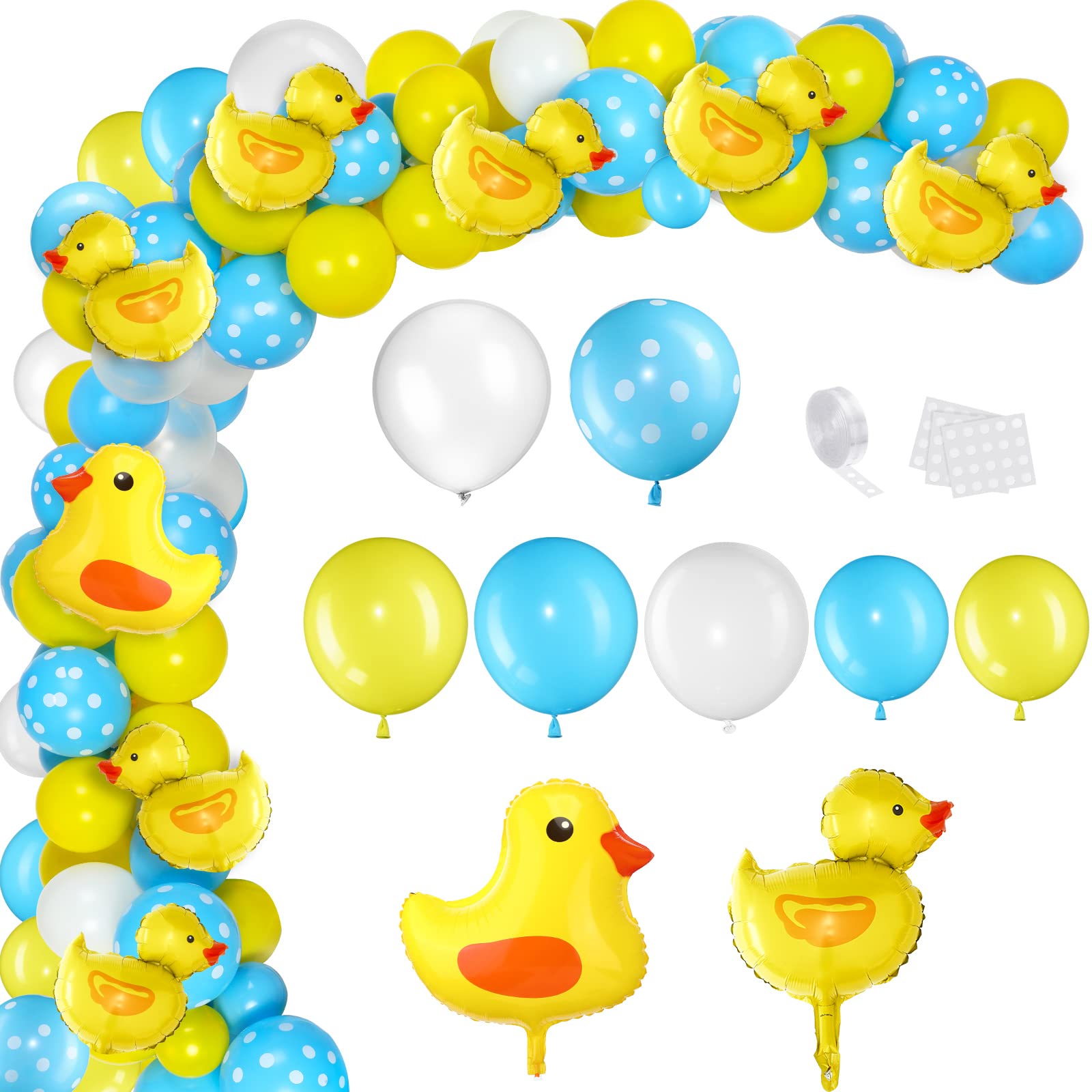 Photo 1 of *MISSING PARTS - See Clerk Notes*
HyDren 113 Pcs Yellow Duck Balloon Arch Garland Kit 12 10 5 Inch Blue Yellow White Latex Balloons Mini Foil Balloons for Baby Shower Decorations rubber duck Themed Birthday Party Supplies