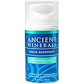 Ancient Minerals Natural Deodorant Cream – Eucalyptus & Mint Scent, Aluminum-Free, Vegan Deodorant for Women and Men with Magnesium, Zinc & Vitamin E, for Sensitive Skin, 2 oz