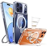 Peerock for iPhone 17 Pro Case: with 360° Spin Magnetic Stand, Camera Control Button, Fit for MagSafe, Military Drop Protection, Protective Slim Phone Cover for 17Pro with Ring Kickstand, 6.3", Clear