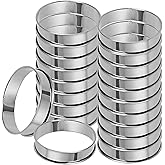 MUKLEI 20 Pack 4 Inch English Muffin Rings, Double Rolled Tart Ring, Stainless Steel Crumpet Rings Nonstick Metal Round Ring 