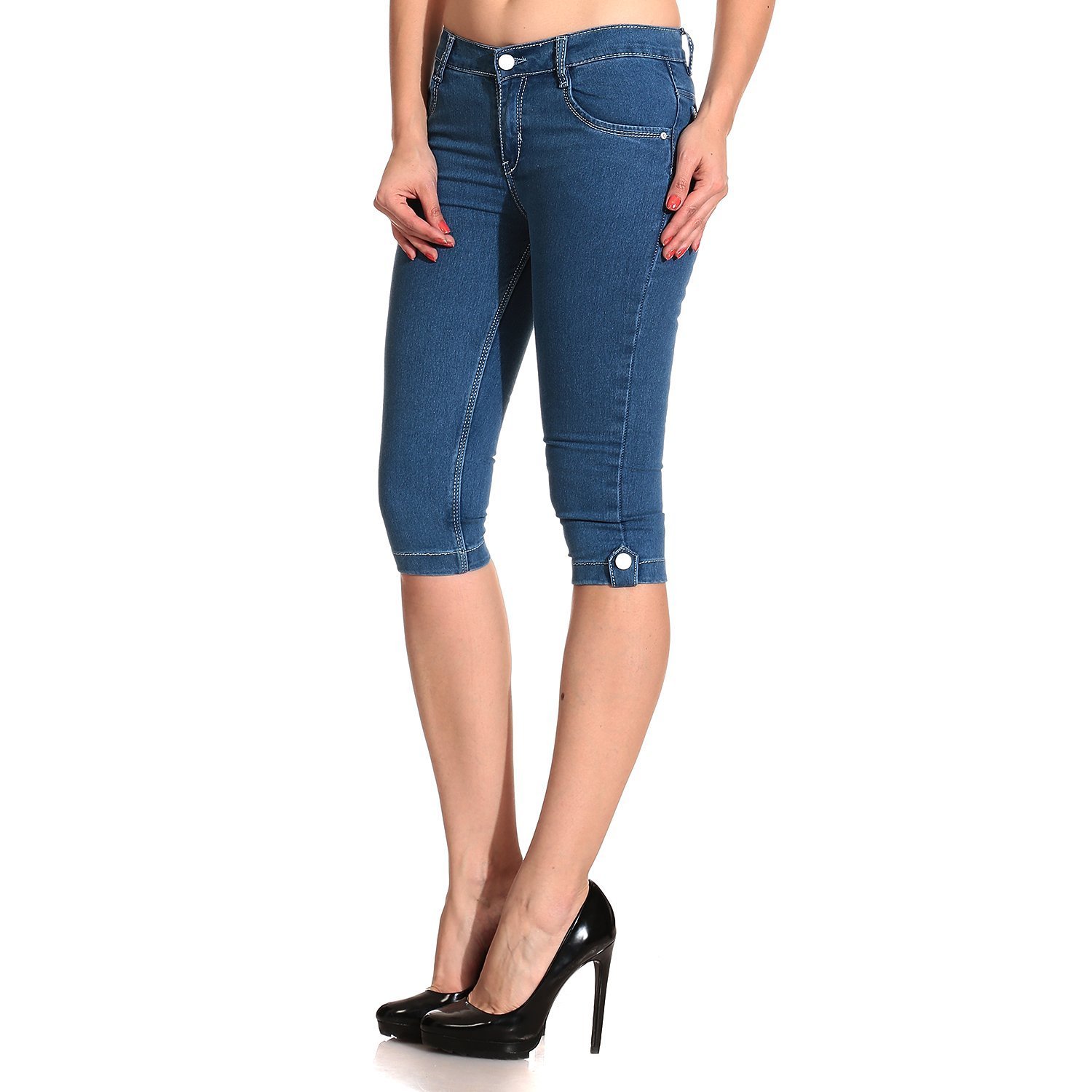 ganga women's slim fit capris