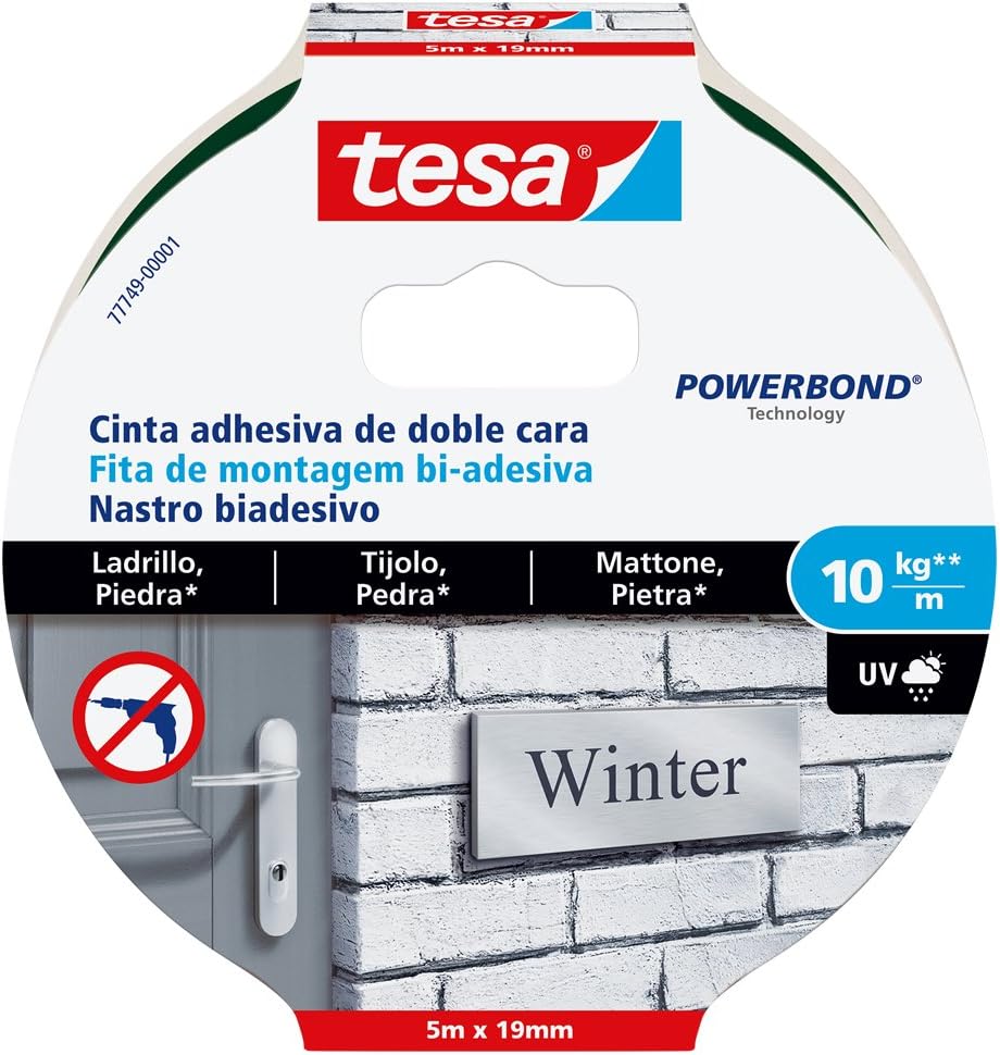 Tesa 77749 00001 00 DoubleSided Tape for Brick and Stone (10 kg/m) Home