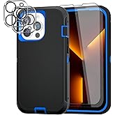 GYJ Case for iPhone 13 Pro Max Case 6.7" with 2 Screen Protector + 2 Camera Lens Protector, Full Body Heavy Duty Military Grade Cover, Shockproof/Drop Proof Protection Phone Case (Black Blue)