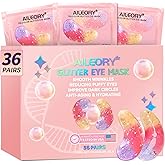 AILEORY Under Eye Patches (36 Pairs) - Tri-color Glitter Eye Gel Pads for Dark Circles, Puffy Eyes, Under eye Bags, Wrinkles | Natural Collagen Under Eye Mask Patches, Gel Under Eye Patches