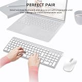 cimetech Wireless Keyboard Mouse Combo 2.4G Ultra-Slim Silent SilverWhite view 3
