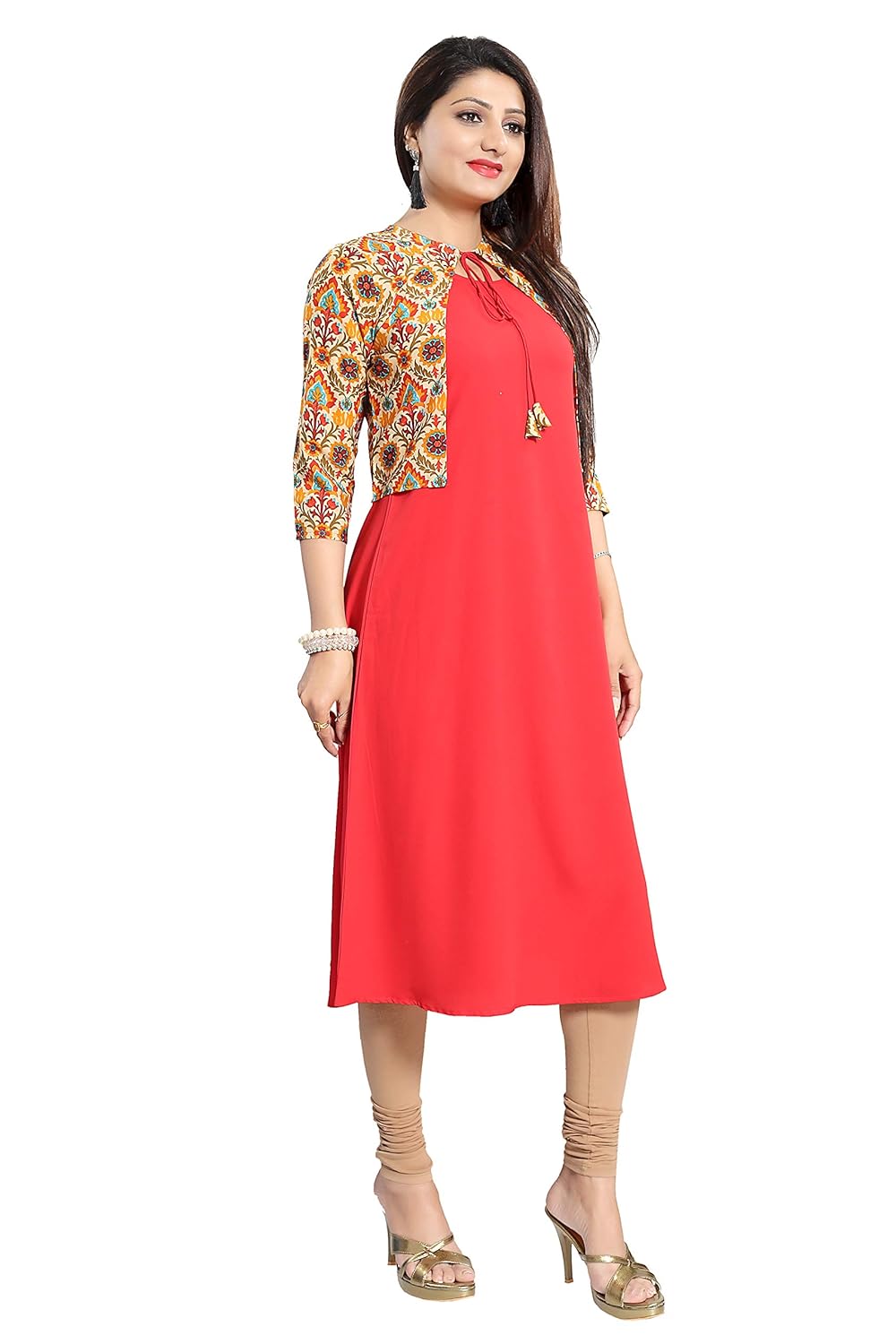 alc creations women's faux crepe a-line kurti