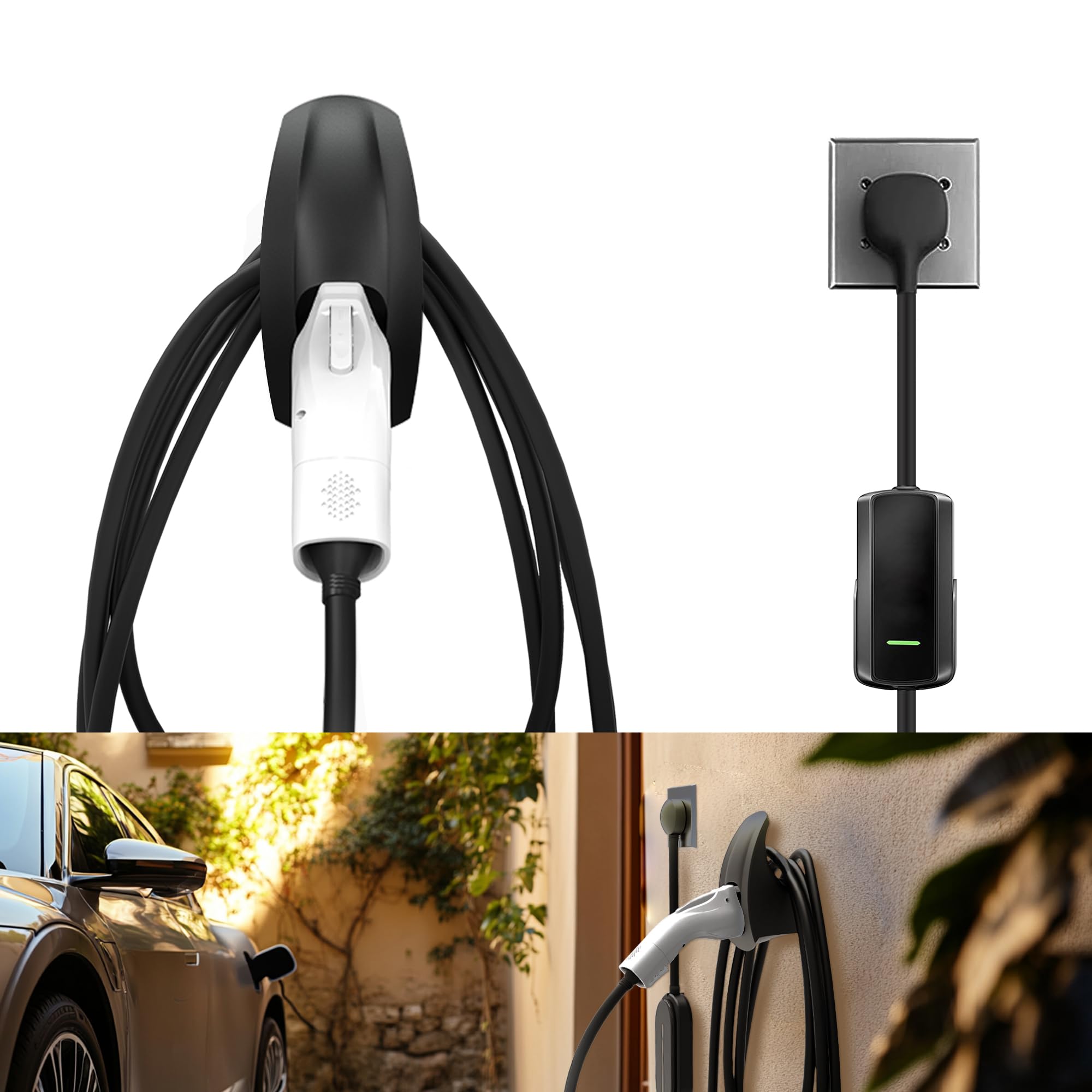 Photo 1 of SEVEN SPARTA EV Charger Holder Wall Mount, Outdoor/Indoor Electric Vehicle Charging Nozzle Holster Dock Compatible with All J1772 EVs Wall Connector