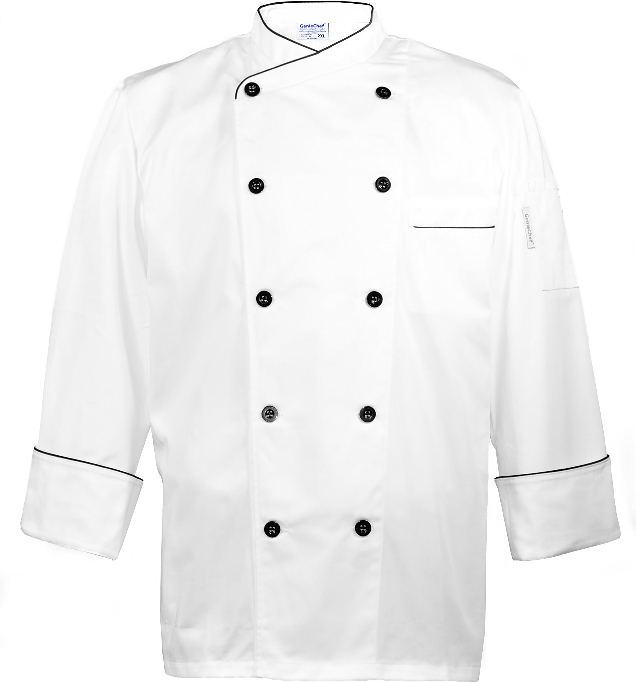 GenieChefMen's Long Sleeve Executive Chef Coat