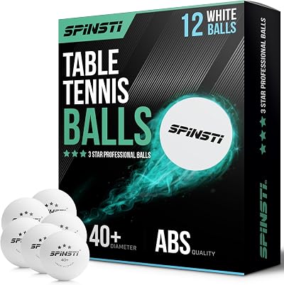 SPINSTI 40+mm 3 Star ABS Table Tennis Balls Set of 12 White Indoor Ping Pong