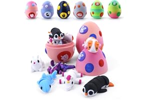 HyBaiS Easter Basket Stuffers,Mystery Mini 3D Printed Articulated Animal Figurines Set with Egg,Little Cute Animals Pocket Pet,3D Animals Toys,3D Printed Miniature Figurines Gifts（Unicorn&Rabbit）