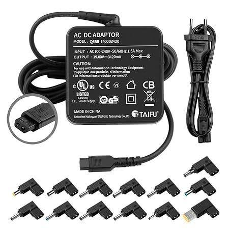 65W Universal Netzteil AC 240V 19V 20V für Notebook Xiaomi, Huawei, Acer Aspire, Fujitsu Siemens, Lenovo ThinkPad IdeaPad, Sa
