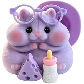 Handmade Taba Squishy Hamster Toy, Cute Squishy Stress Relief Fidget Toy | CUTE SQUEEZE Soft Non-toxic Silicone Cheese Butter Dumpling Squishy, Fuzzy Animal Sensory Toys for Kids Adults,Purple