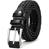BULLIANT Mens Belts,Leather Woven Braided Belts for Gift Men Casual Jeans Golf