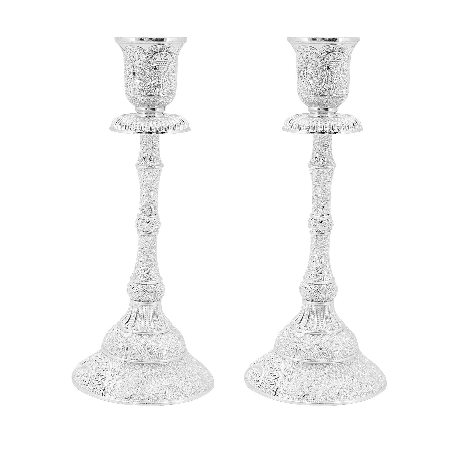 Gearific Candle Holders, Silver/Gold Plated Candlestick Holders Set of 2 for Living Room Ornaments Table Centrepieces Home Decoration (Silver)
