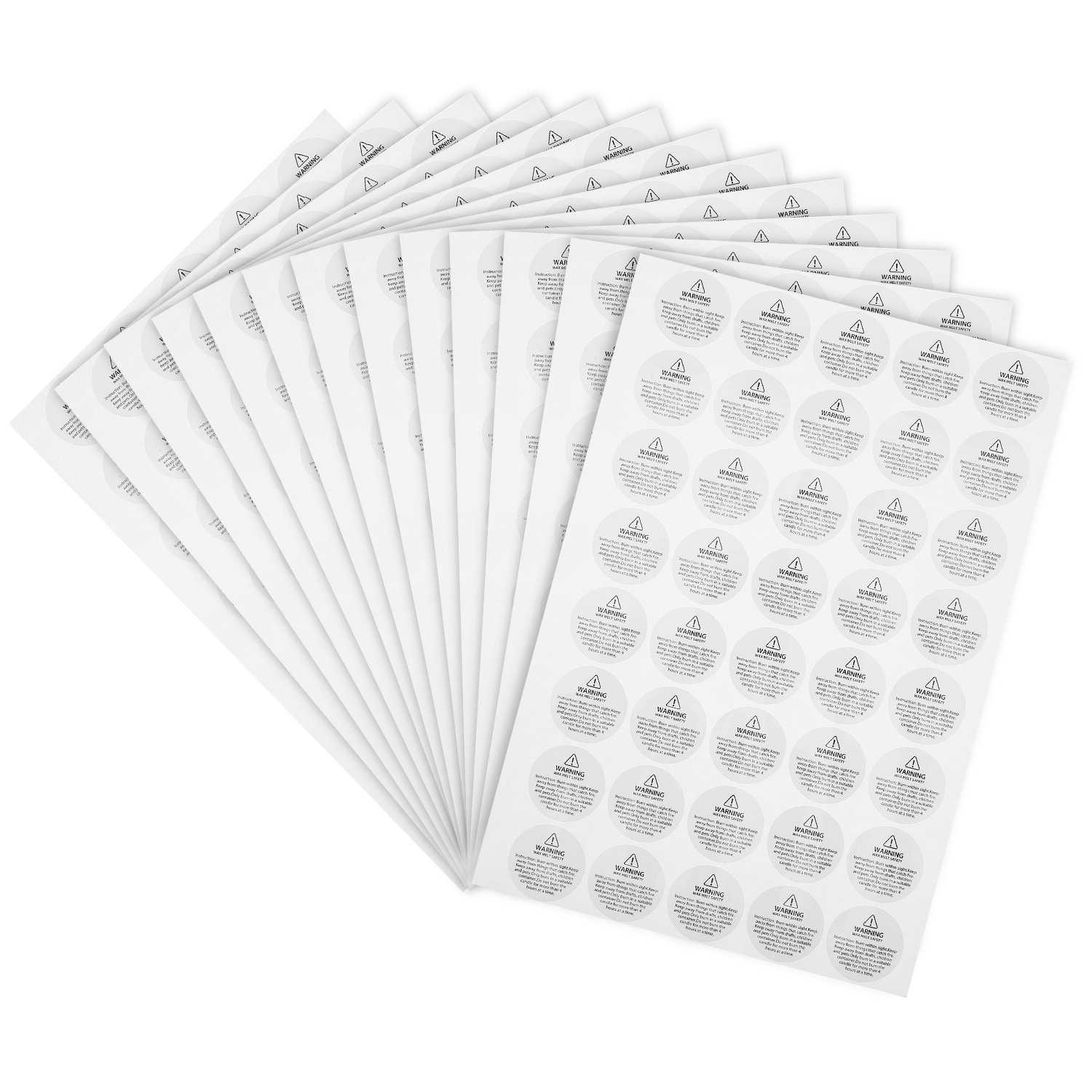 Candle Warning Stickers Candle Jar Container Labels Wax Melting Safety Stickers, 30 mm Circles (520)