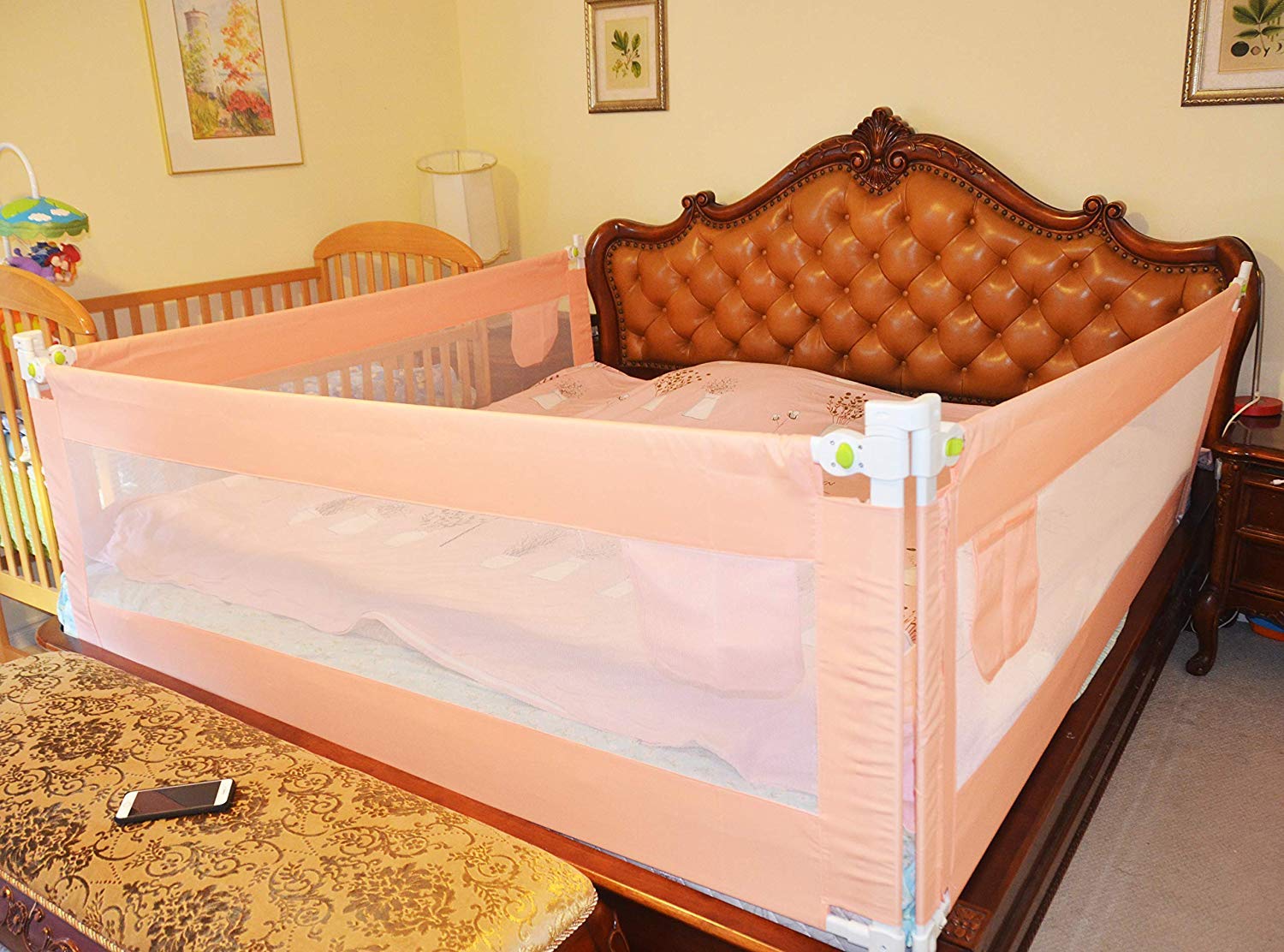 king size bed with baby cot
