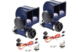 CAIRHORNCE 2 PCS Train Horn Air Horn for Truck, 12V 150db Super Loud Train Horn for Car, Electric Snail Car Horn with Compressor truck horn for Any 12V Vehicles Trains Boats Trucks Motorcycles (Blue)