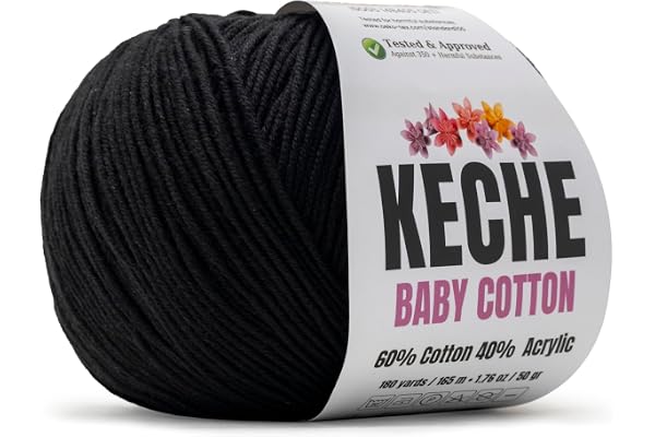 Keche Baby Cotton, 60% Cotton 40% Acrylic Yarn, Soft Cotton Yarn for Crochet and Knitting, Amigurumi Yarn 1 Skein/Ball 1.76 O
