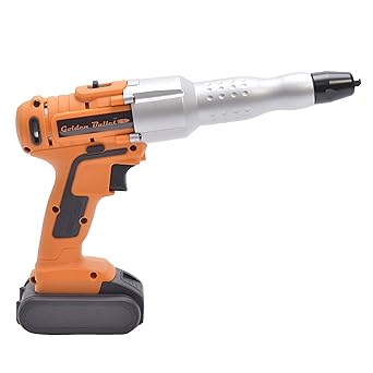 Golden Bullet Cordless Rivet Gun, 18V Lithium-ion Automatic Cordless Blind Rivet Tool Electric Riveter with Variable Nose Pieces for 3/32, 1/8, 5/32, 3/16 Rivets