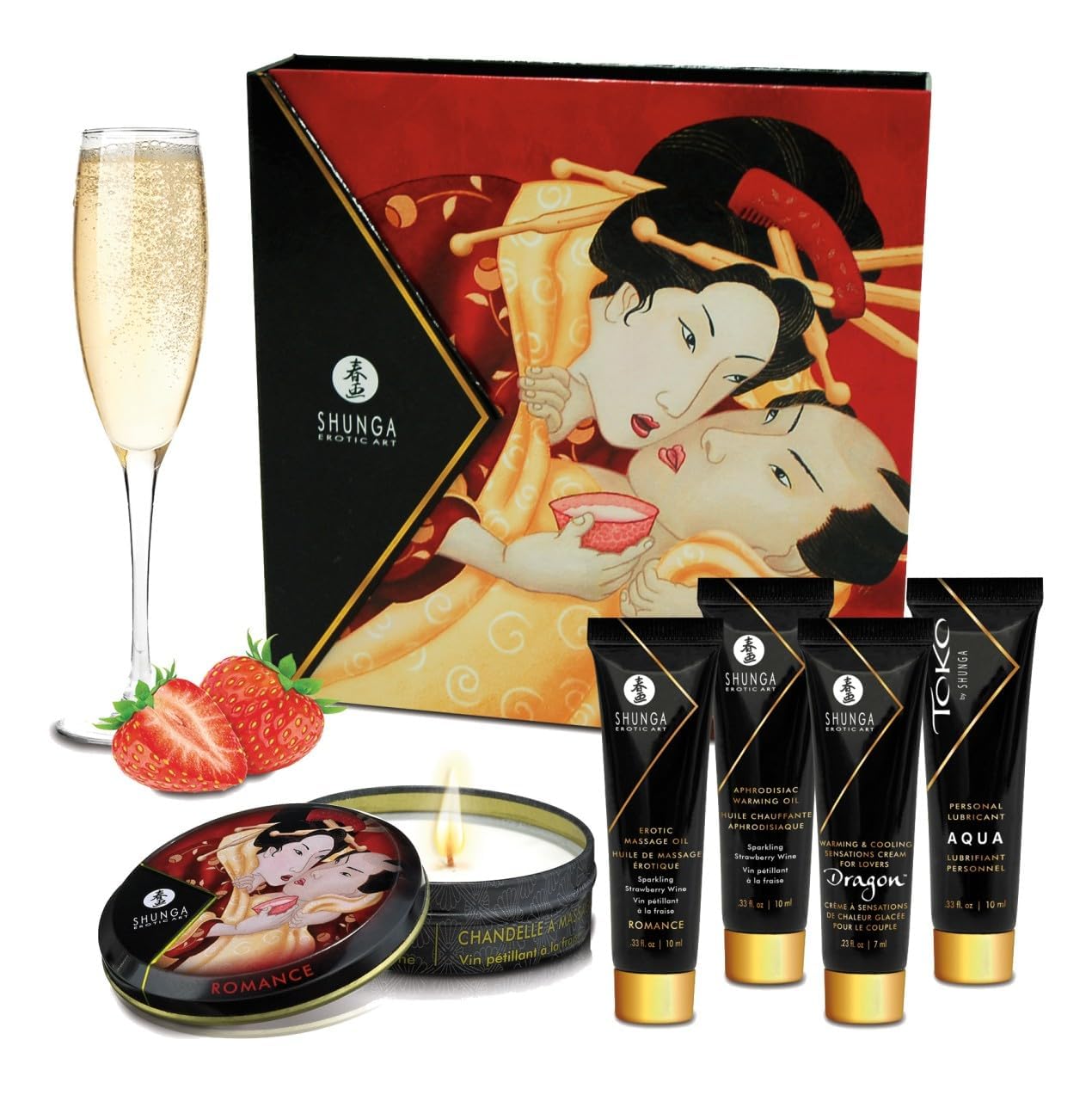 Shunga Geishas Secret Kit Strawberry Wine 67 ml Transparent