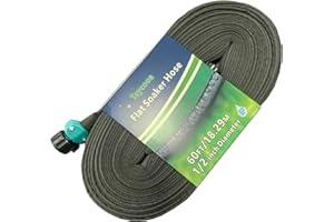 Teycooa Garden Flat Soaker Hose 60 Ft for Garden Beds, Water Hose Linkable Irrigation System Lightweight and Easy Gardening Yard Work Watering Plants and Flowers