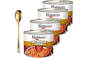 Brunswick Stew, 10oz - Includes Moofin Golden SS Spoon, American Original Brunswick Stew with Chicken and Beef, Brunswick Stew Cooked in Flavorful Broth, Perfect for Family (Pack of 4)