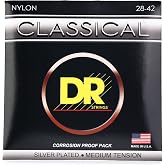 DR Strings CN-M Acoustic Classical Guitar Strings &ndash; Silver Plated, Medium Tension, Long-Lasting Performance