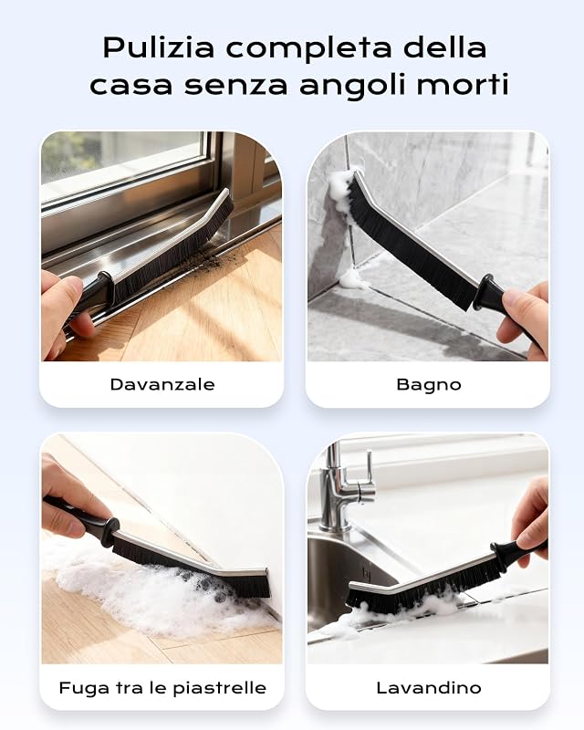 10 Pezzi Spazzola per Pulire Doccia, Spazzola Pulizia Fessure per Bagno, Cucina, Toilette, Lavandino, Pavimento, Finestre e Scarico — foto 4 di 5