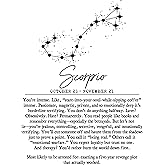 Scorpio Zodiac Wall Art Print – Snarky & Funny 11x14 Unframed Astrology Poster with Constellation & Savage Traits – Dark Humor Scorpio Gift for Women or Men – Horoscope Satire Home Decor
