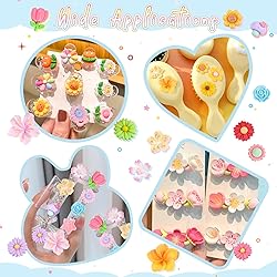 100Pcs Flowers Slime Charms Assorted Cute Decoden