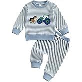 Madjtlqy Toddler Baby Boy Fall Clothes Embroidery Sweatshirt Pullover Tops + Casual Pants Infant 2 Piece Winter Outfit Set