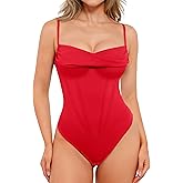 Popilush Corset Bodysuit for Women Tummy Control Shapewear Bodysuits Cowl Neck Going Out Tops Thong Body Suit Concert Outfits