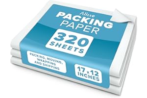ALITTE Packing Paper Sheets for Moving - 320 Sheets, Blank Newsprint Paper Sheets for Wrapping, Shipping, Arts & Crafts - Bulk Protective Paper for Box Filler, Cushioning & Protecting Fragile Items - 12x17