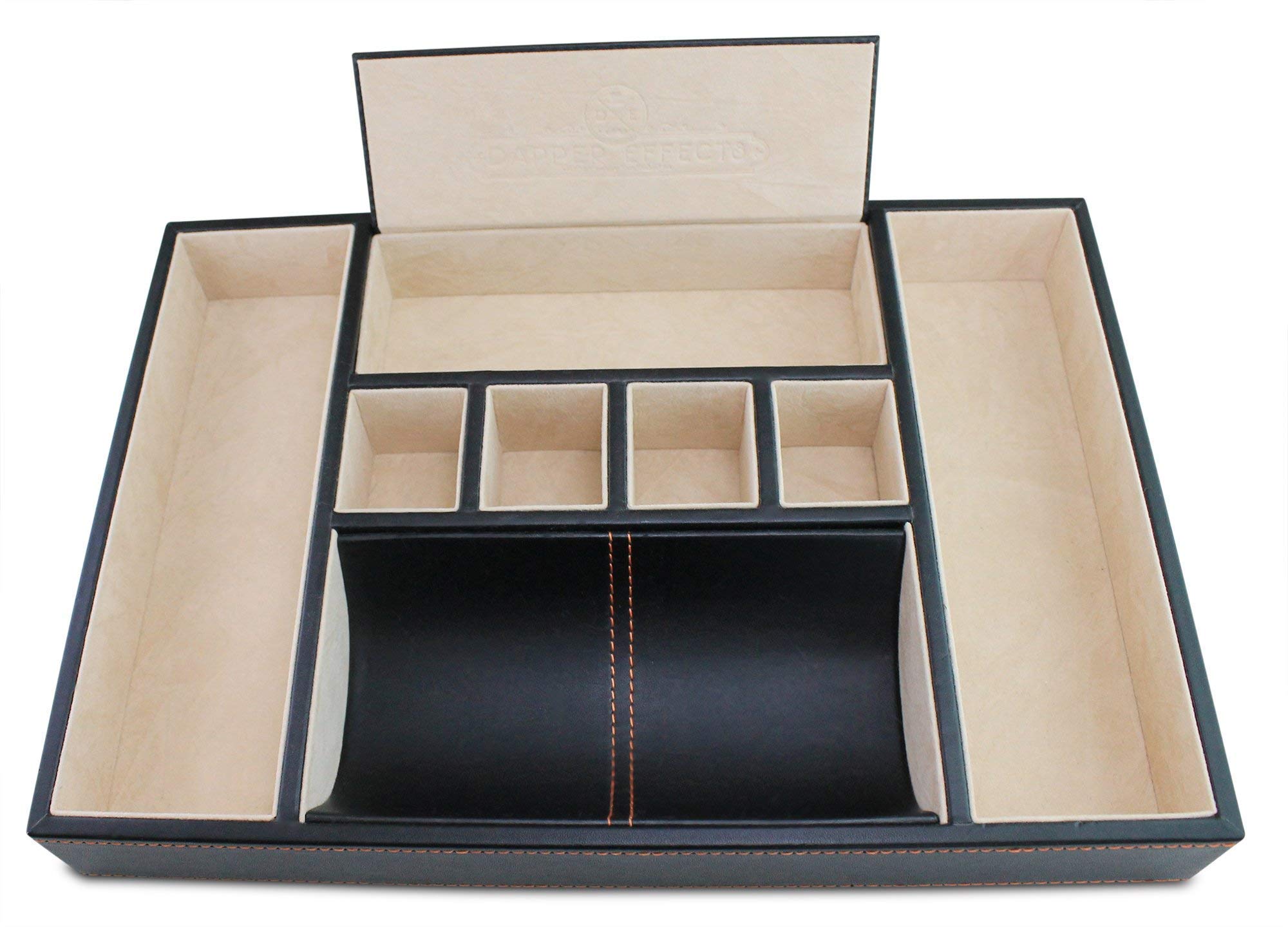 Dapper Effects Mens Valet Tray Organizer For Desk, Dresser Top Or