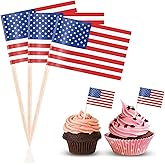200 Pack USA Toothpick Flags Cocktail Picks,Mini Stick Cupcake Toppers Country Picks Party Decoration Celebration Cocktail Food Bar Cake Flags for Appetizers Party Supplies