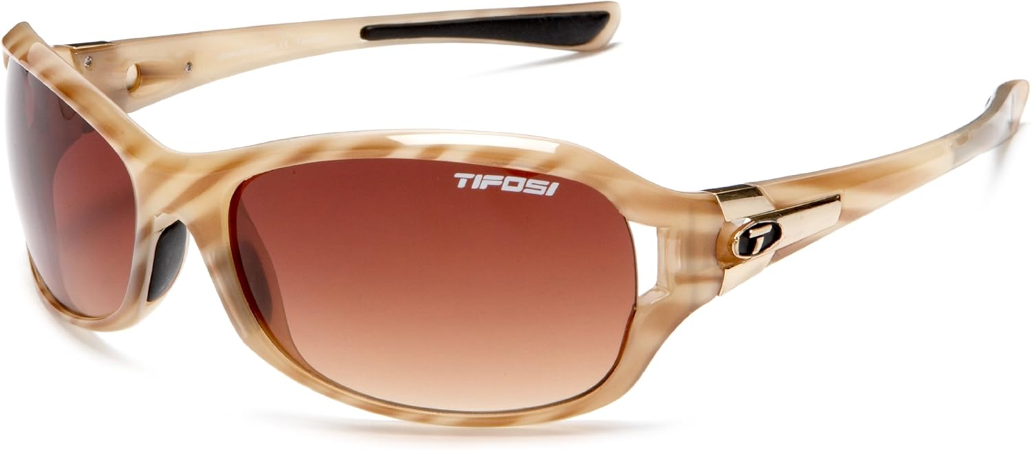 Tifosi Women's Dea Oversized Sunglasses,Latte Frame/Brown Gradient/Gt/Ac Red Lens