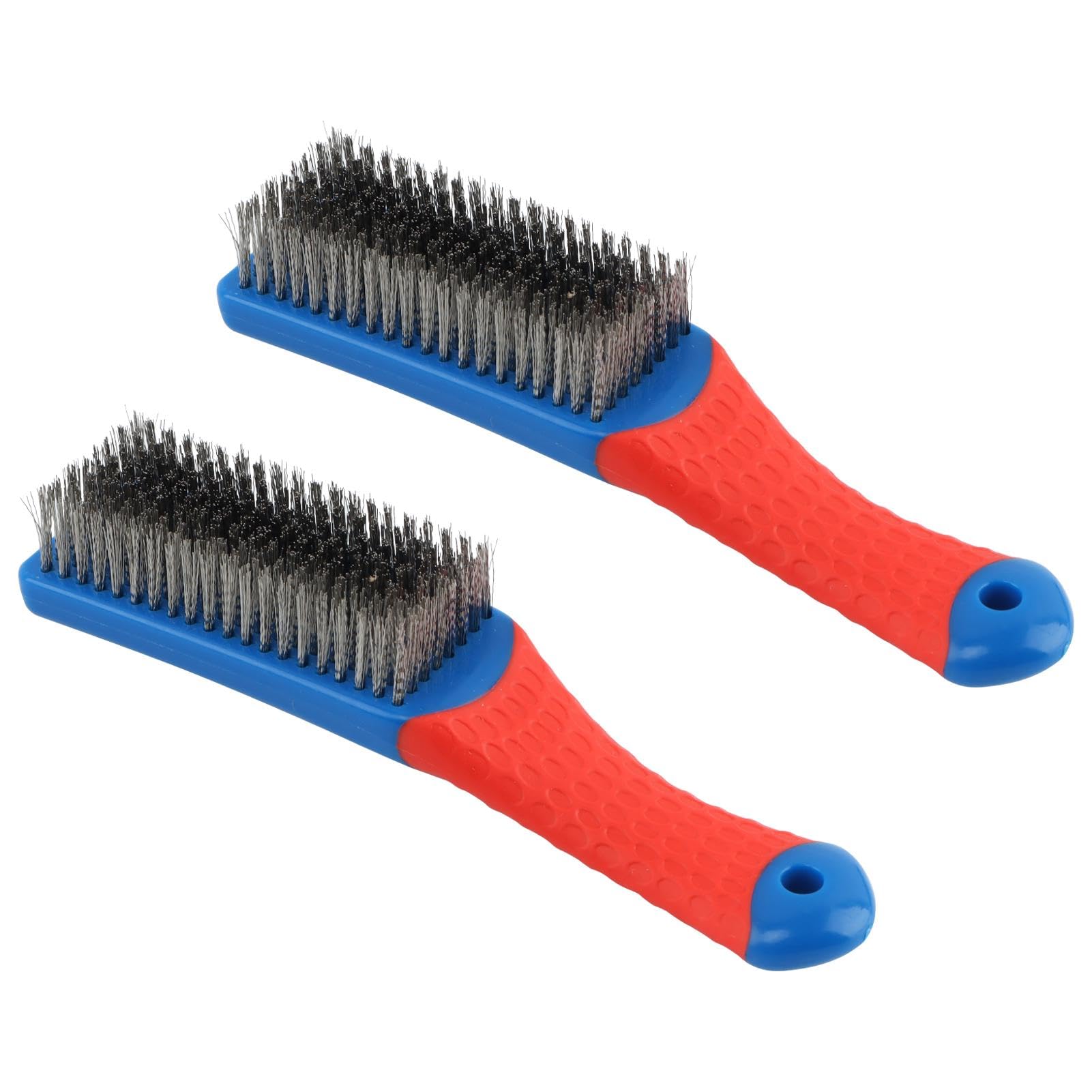 Photo 1 of 1 Pack Steel Brush for Cleaning-Heavy Duty Stainless Steel Wire Brush for Metal Rust Cleaning,Paint Scrubbing with Rubber Covered Handle