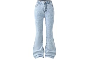 Girls Flare Jeans Vintage Straight Bell-Bottom Denim Pants Teen Kids High Waist Retro Denim Trousers with Pockets