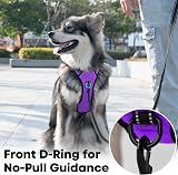 PoyPet No Pull Dog Harness Reflective Vest with 2 Leash Attachments (Purple, S) view 3