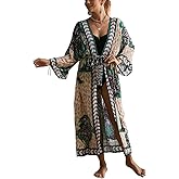 Women’s Kimono Cover Up Long Beach Dress Swimsuit Cover Ups Colorful Cardigan Lightweight Robe for Swimwear
