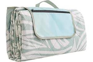 EERKEOD Picnic Blankets 79"x79" Extra Large Outdoor Blanket Waterproof Foldable Picnic Blanket for Camping on 3 Layer Thick Outdoor Rug for Beach Hiking, Handy Mat Tote with Zipper Pocket & 4 Stakes